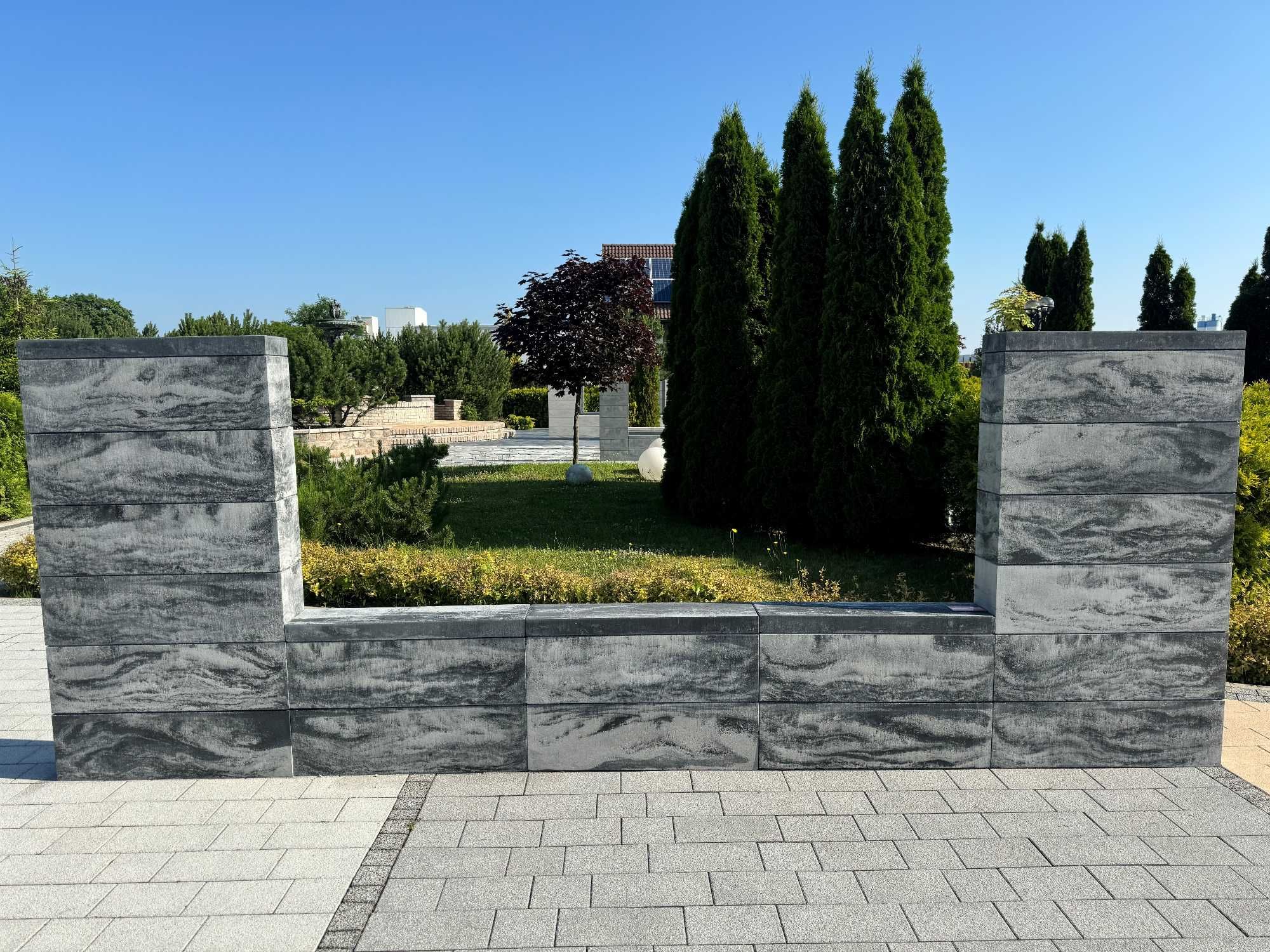 Bloczki ogrodzeniowe  50x20 Rezydencja kalcyt biało-stalowy