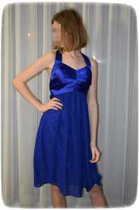 Niebieska sukienka na szyję XS