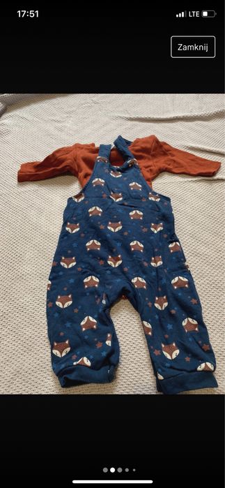 Komplet ogrodniczki i body r 68