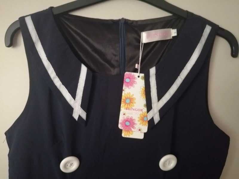 Nowa sukienka L 40 granatowa w stylu vintage