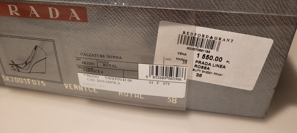 Obuwie damskie PRADA Vernice Royal 38 jak nowe oryginalne