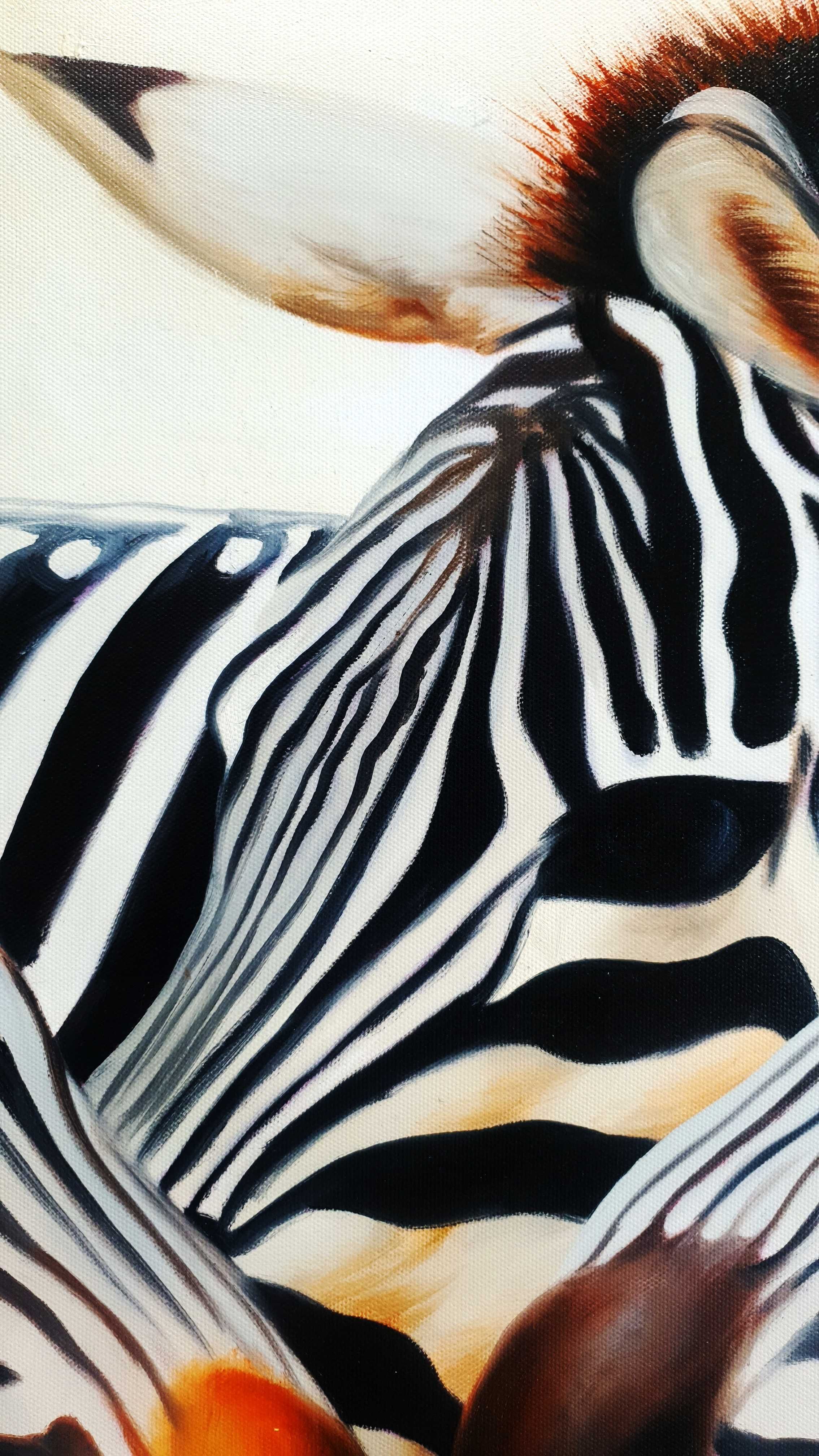 Pintura original em canvas de rebanho Zebra conjunto de cinco painéis