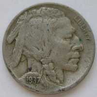 USA 5 centów 1937 - bizon indianin
