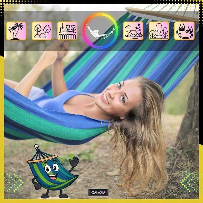 HAMAK Ogrodowy DWUOSOBOWY XXL 260x150 2 Osobowy Turystyczny DUŻY