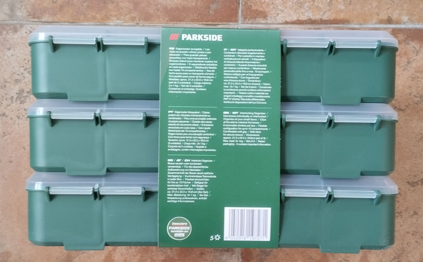 Organizador de 3 caixas bloqueável Parkside