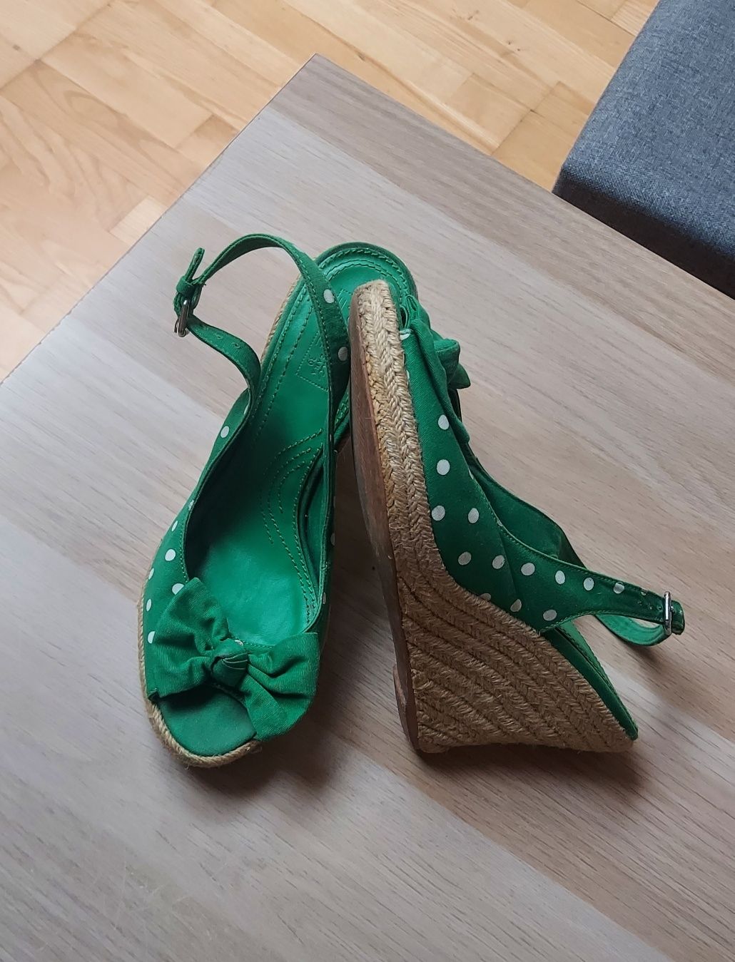 Sandały na koturnie espadryle koturny zara 39 w grochy pinup