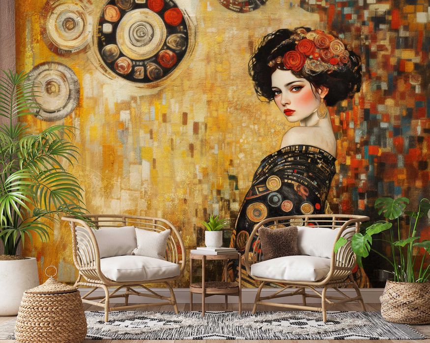 Fototapeta Kobieta Żółty Jak Malowany Piękno Gracja Kolorowa 3D + KLEJ