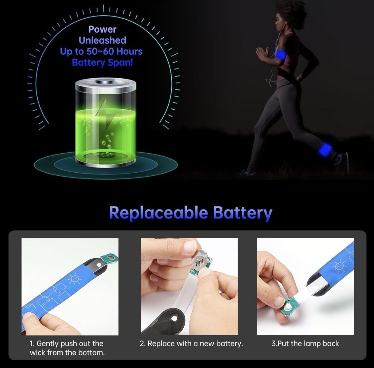 6 Pulseira LED de corrida