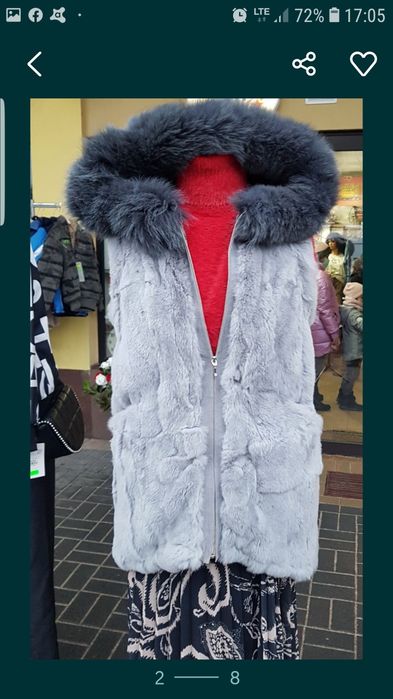 Kamizelka bezrękawnik futro naturalne królik plus lis