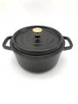 STAUB Czarny Żeliwny Garnek 22cm, 2,6L, Na Indukcję, Do Pieca, Francja