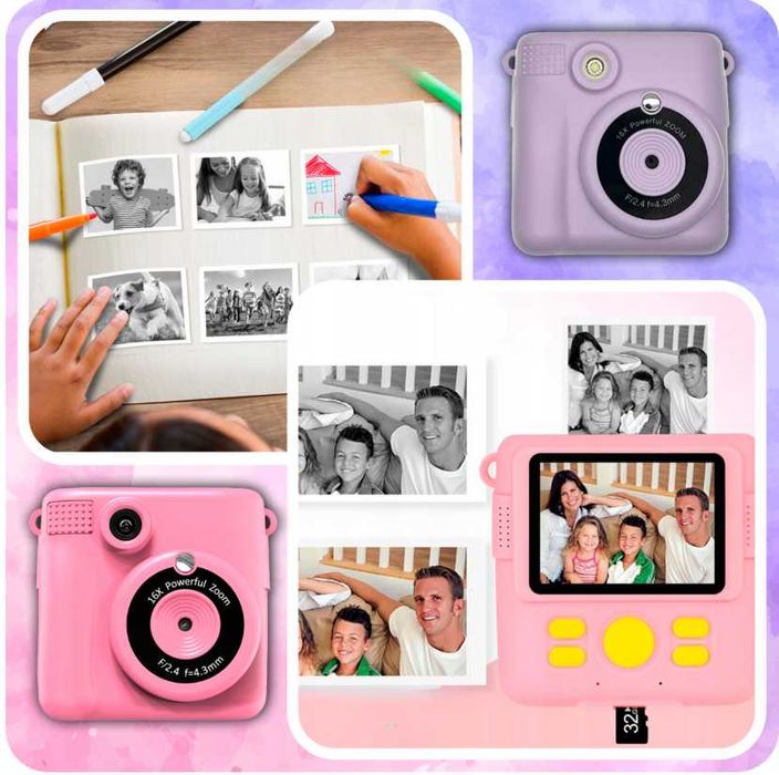 Aparat Fotograficzny Dla Dzieci Cyfrowy Z Drukarką + Wkłady WYPRZEDAŻ