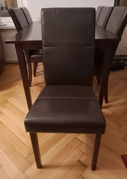 Stół drewniany+6 krzeseł skóra eko.Agata Meble.