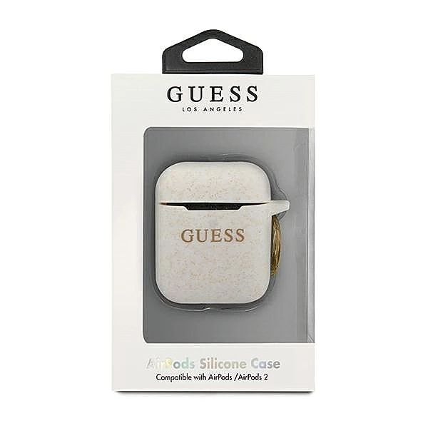 Etui Guess Silicone Glitter na AirPods 1/2 - białe