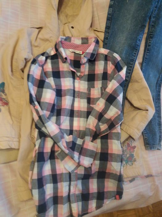 Kurtka dziecięca, spodenki, koszulka flanelowa