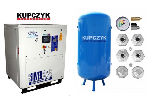 Kompresor Śrubowy Zbiornik 2000 L Wydajność 2503 l/min 18,5 KW