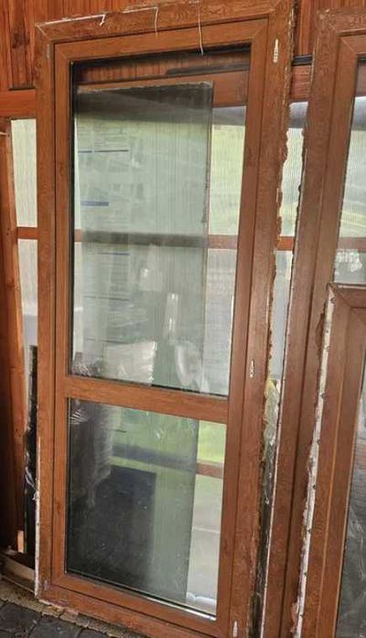 Drzwi balkonowe prawe białe/złoty dąb 87/212cm