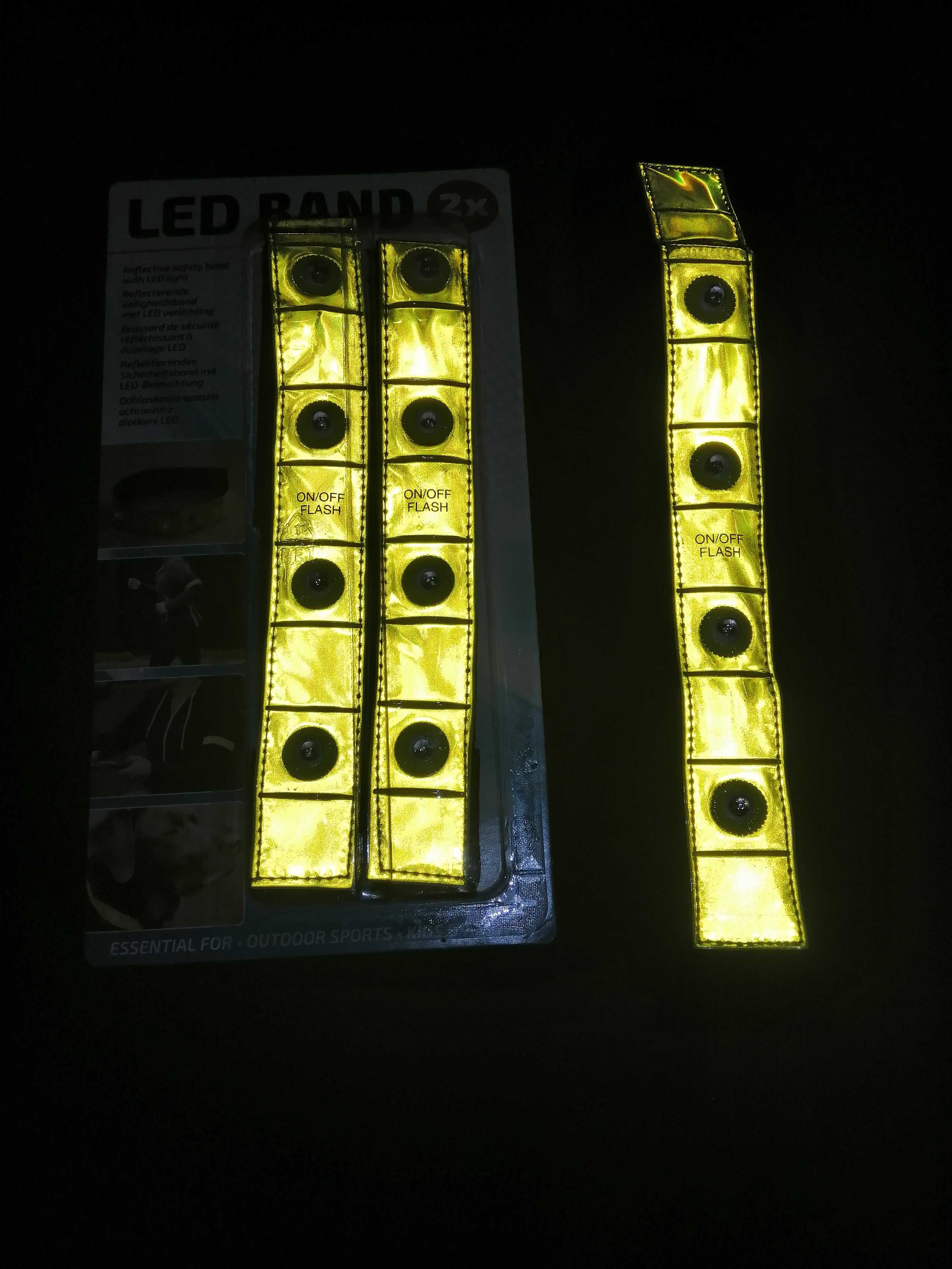 LED BAND. Світловідбивна пов'язка, з 4 ЛЕД діодами на липучці. =2 шт.