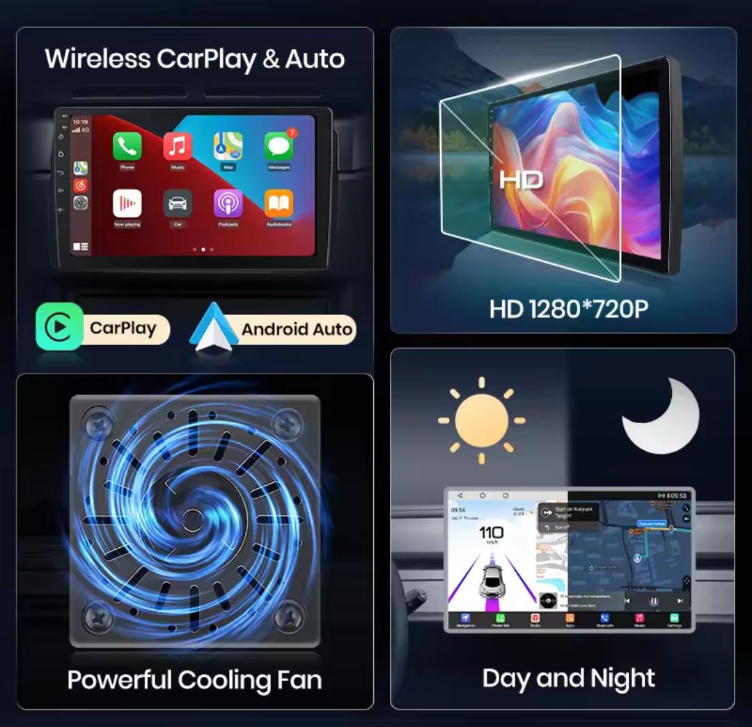 Rádio 9" Mercedes W203 Carplay Android Auto GPS 1/32GB + CANBUS NOVO