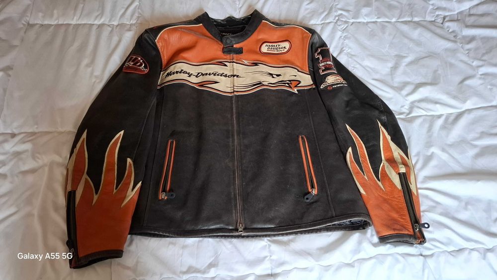Oryginalną skórzaną kurtkę "Harley Davidson - Rozmiar amerykański: 2XL