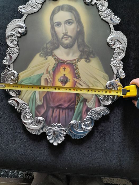 Moldura em inox com imagem Cristo