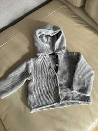 Sweter sweterek bluza z kapturem szara 68/74