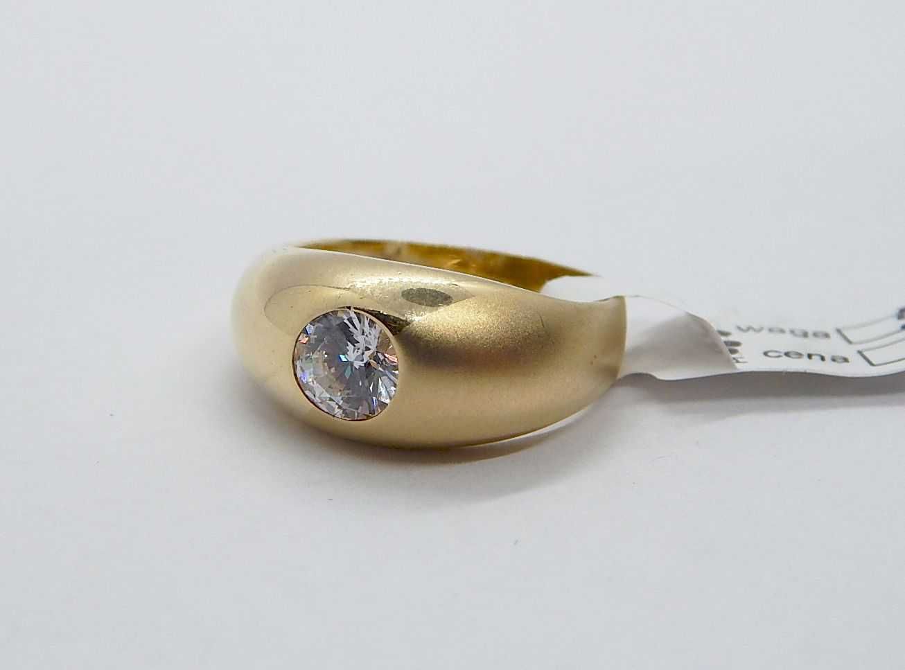 Złoty pierścionek szeroki z cyrkonią złoto pr. 585 rozmiar 16 5,37 g