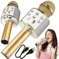 Безпровідний мікрофон караоке Bluetooth USB, AUX FM Золото микрофон