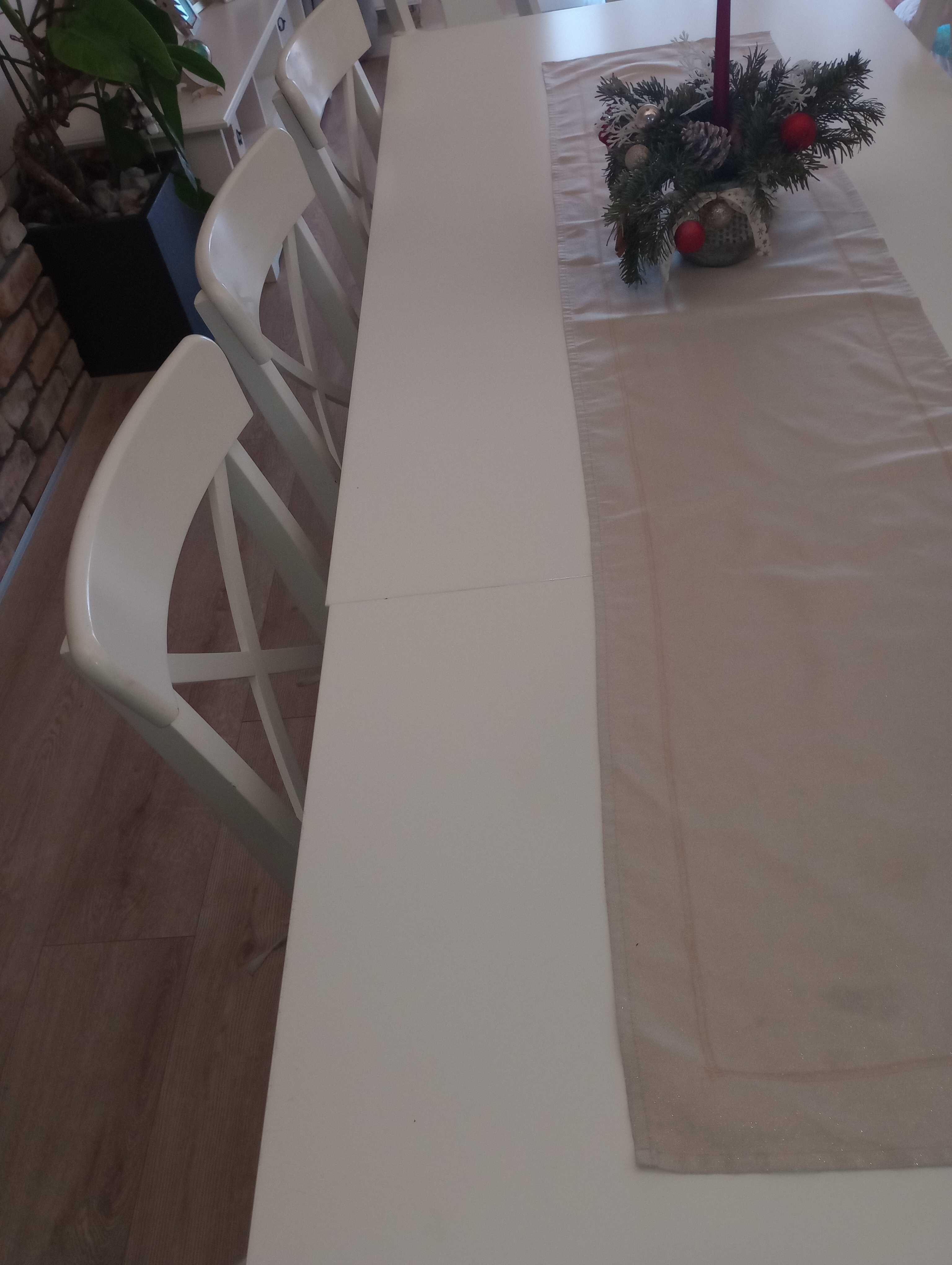 Stół rozkładany ingatorp biały IKEA + 8 krzeseł