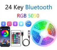 RGB 5050 лента 4, 5, 10, 15, 20м. светодиодная с Bluetooth, USB 5V