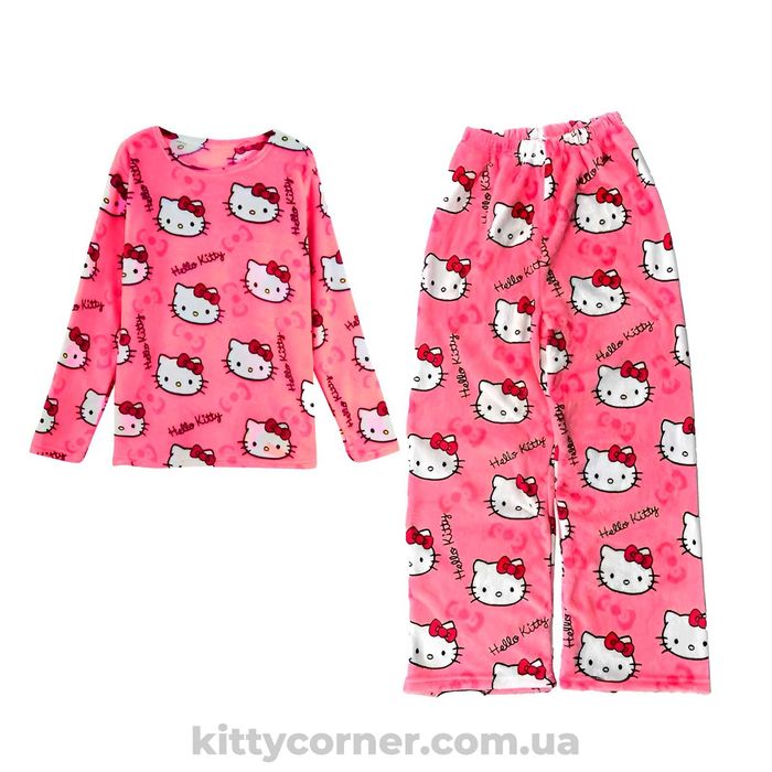Плюшева жіноча піжама Hello Kitty хелоу кіті Піжама кітті рожева