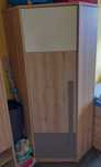 szafa narożna BRW Namek 80x80 cm buk iconic/biały połysk/szary