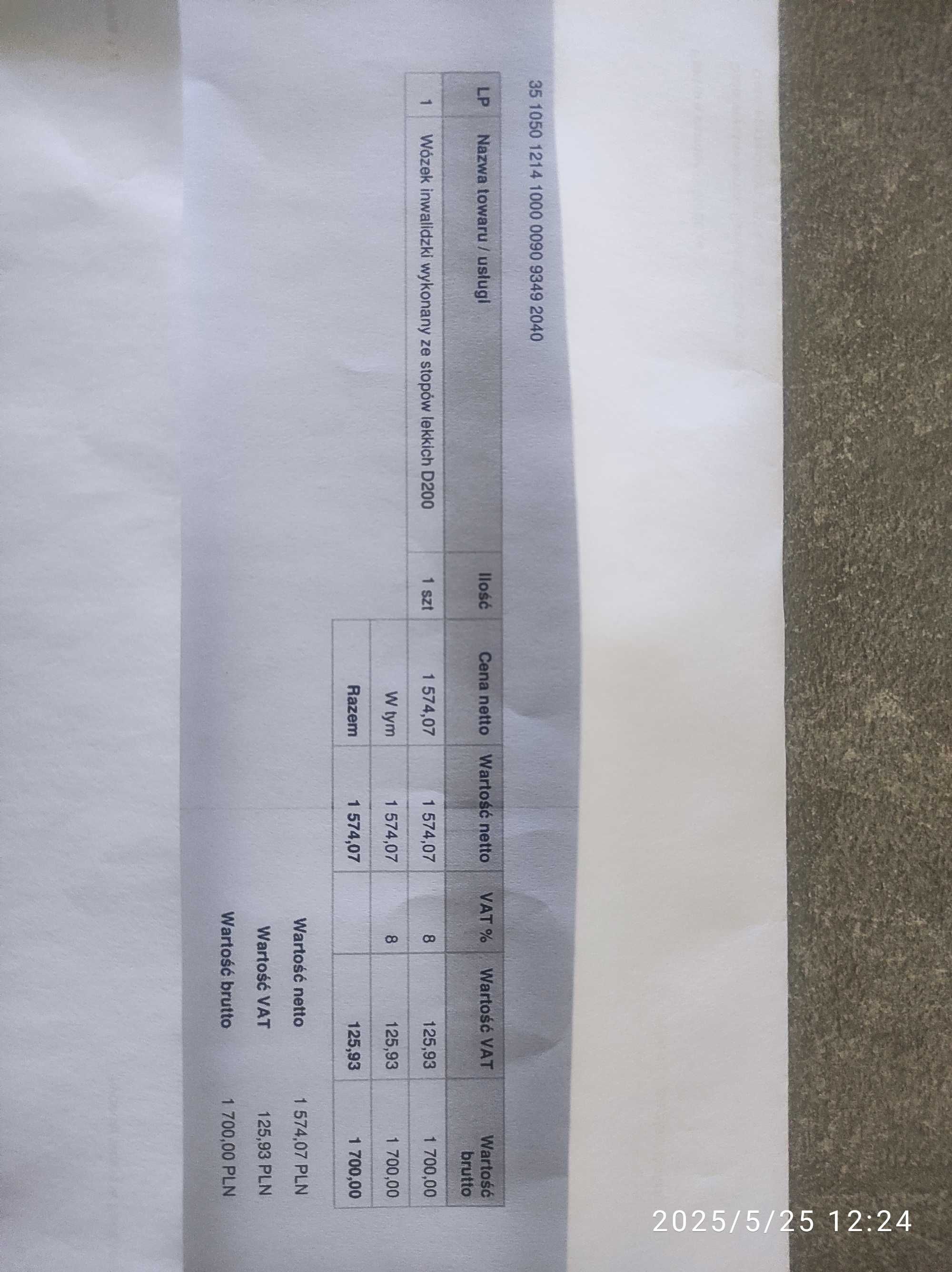 Wózek inwalidzki aluminiowy D200. Waga 14,3 kg