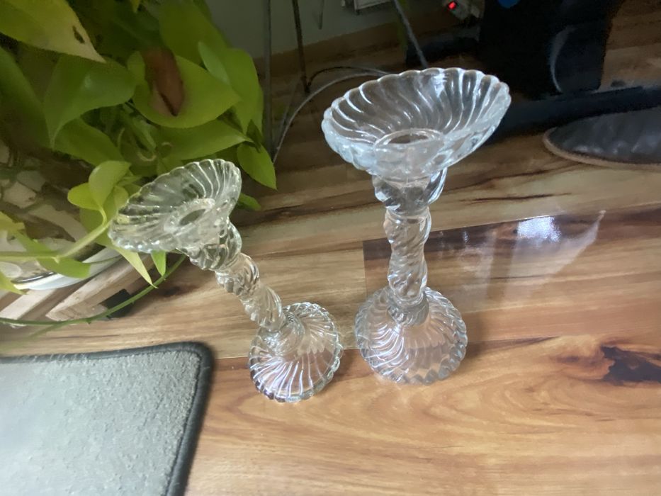 Świeczniki  szklane 2 szt   vintage