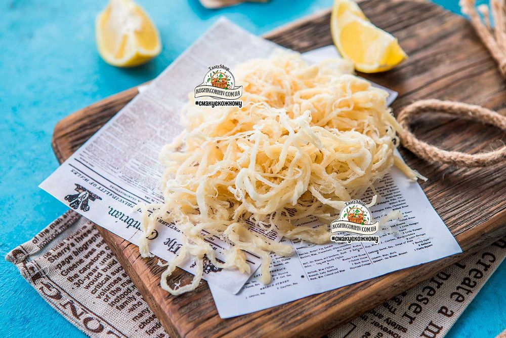 Тунец Анчоус Стружка Кальмар Кільця Треска Ставридка Павутинка Янтарна