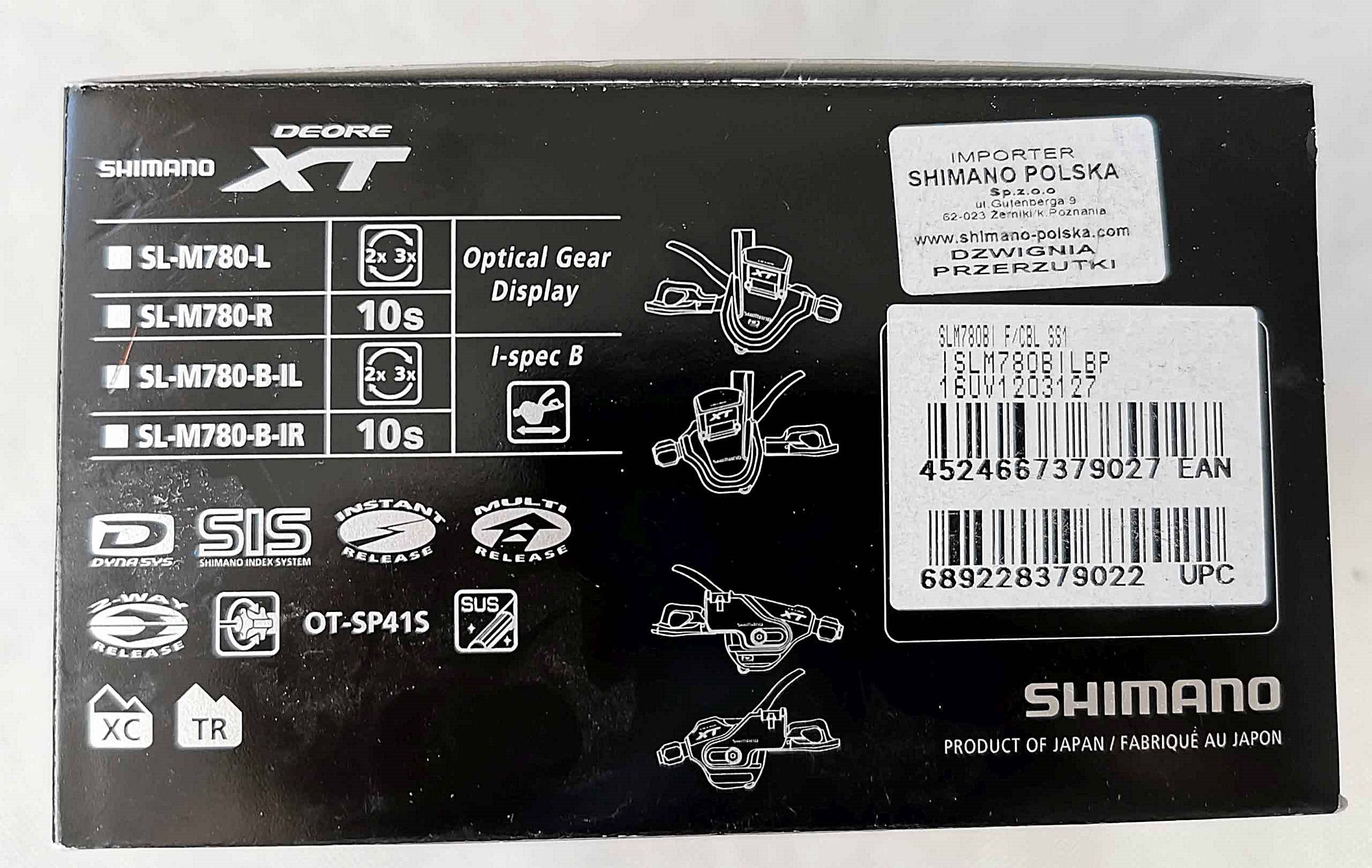 SHIMANO XT SL-M780 Manetka Lewa 2/3 rzędy I-SPEC-B ORYGINAŁ BOX