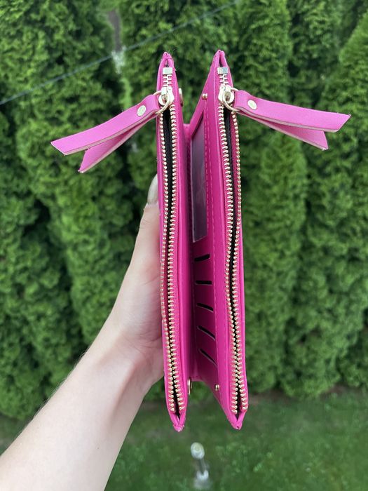 Portfel damski różowy pojemny duży