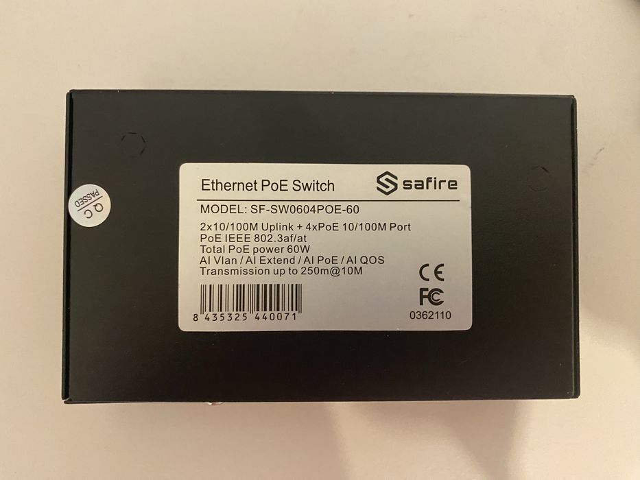 Switch 4p. 10/100 PoE+2Uplink IEEE802.3at/af PoE+/PoE