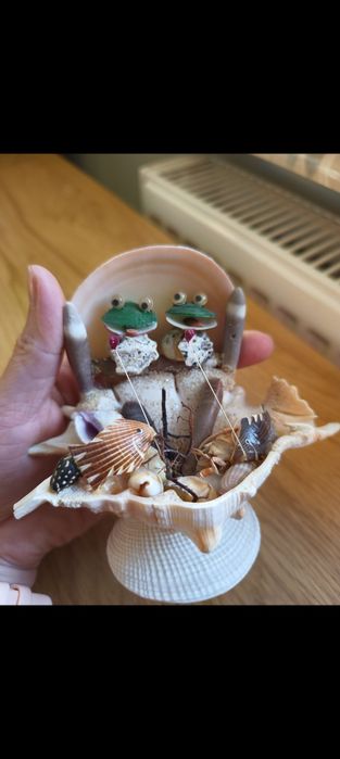 Ozdoba z muszli/bibelot z PRL-u. Wymiary na zdjęciu