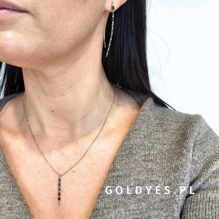 złoty komplet kolczyki + naszyjnik z łańcuszkiem próby złota 585