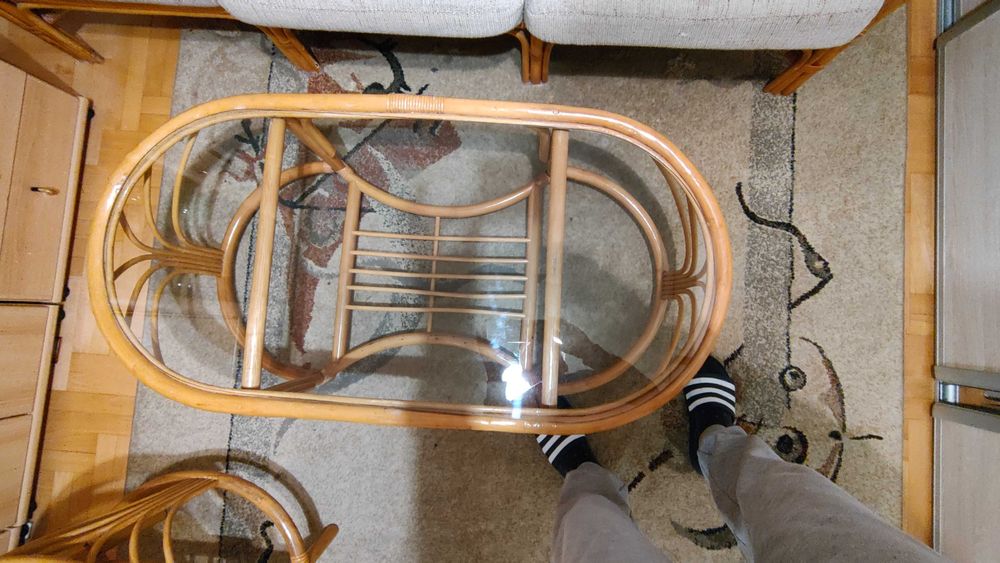 Meble rattanowe zestaw kanapa 3 osobowa, 2 fotele, ława kawowa, barek