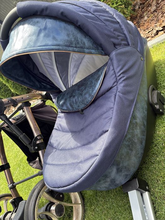 Wózek 3W1 daytona granatowy, różowe złoto+ baza ISOFIX