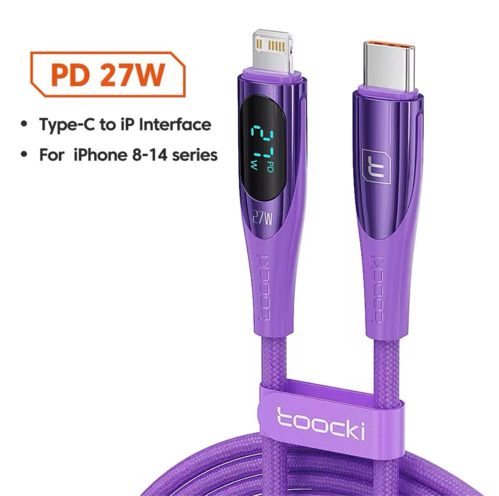 Новий Кабель / Шнур Toocki 27W USB-C to Lightning PD /Зарядка/ Лайтинг