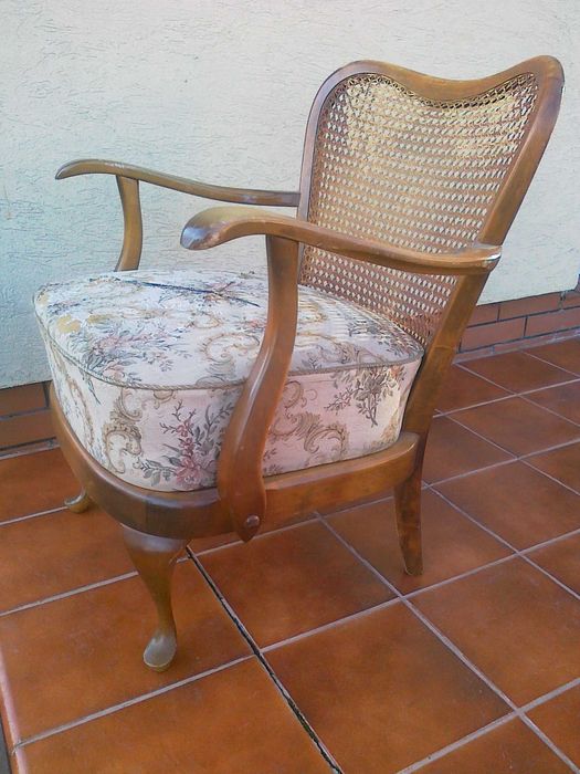 fotel ludwik stylowy krzesło rafia fotelik wypoczynek