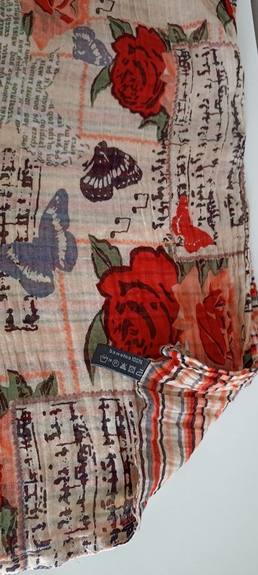 Marengo Fashion szal typu komin róże nuty  100% bawełna