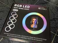 Кольцевая LED RGB лампа MJ26 26см с держателем для телефона