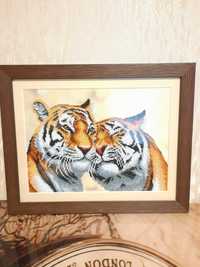 Вышивка бисером " Верность " пара тигров