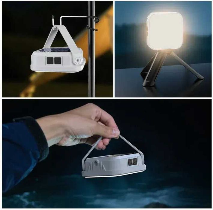 Акумуляторний LED ліхтар з сонячною панеллю, 3000 mAh