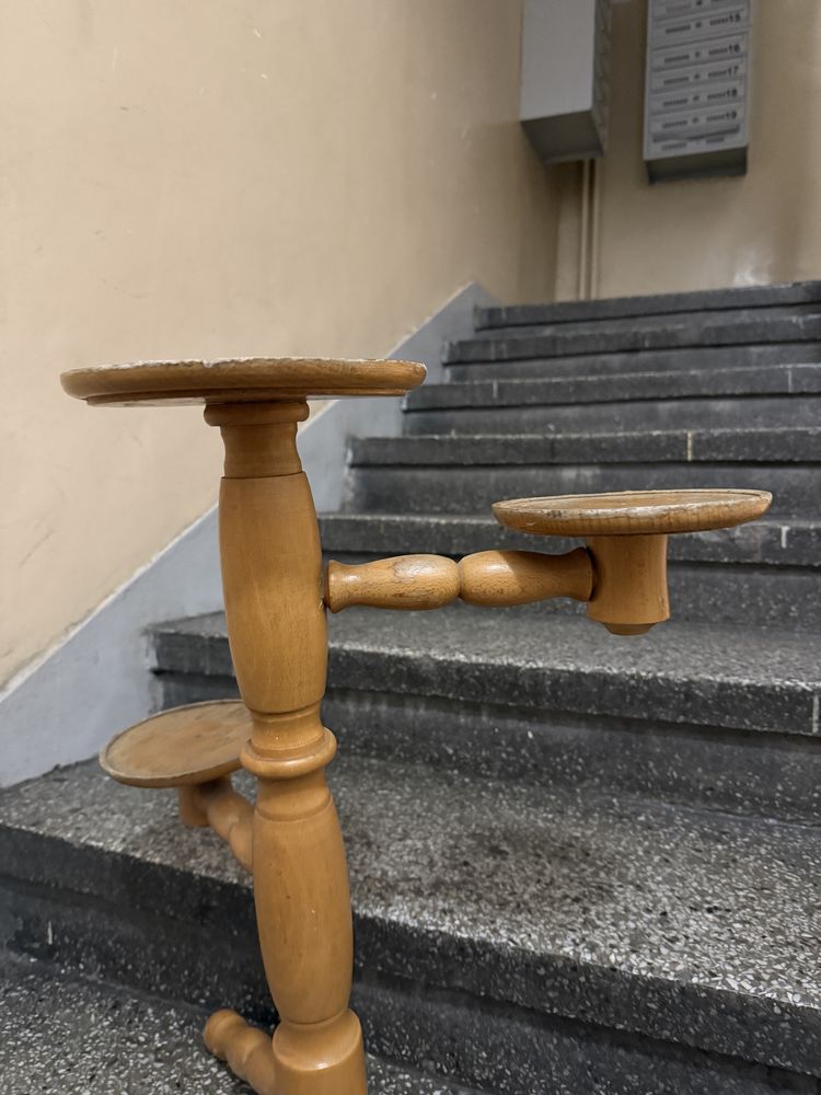 drewniany kwietnik vintage prl
