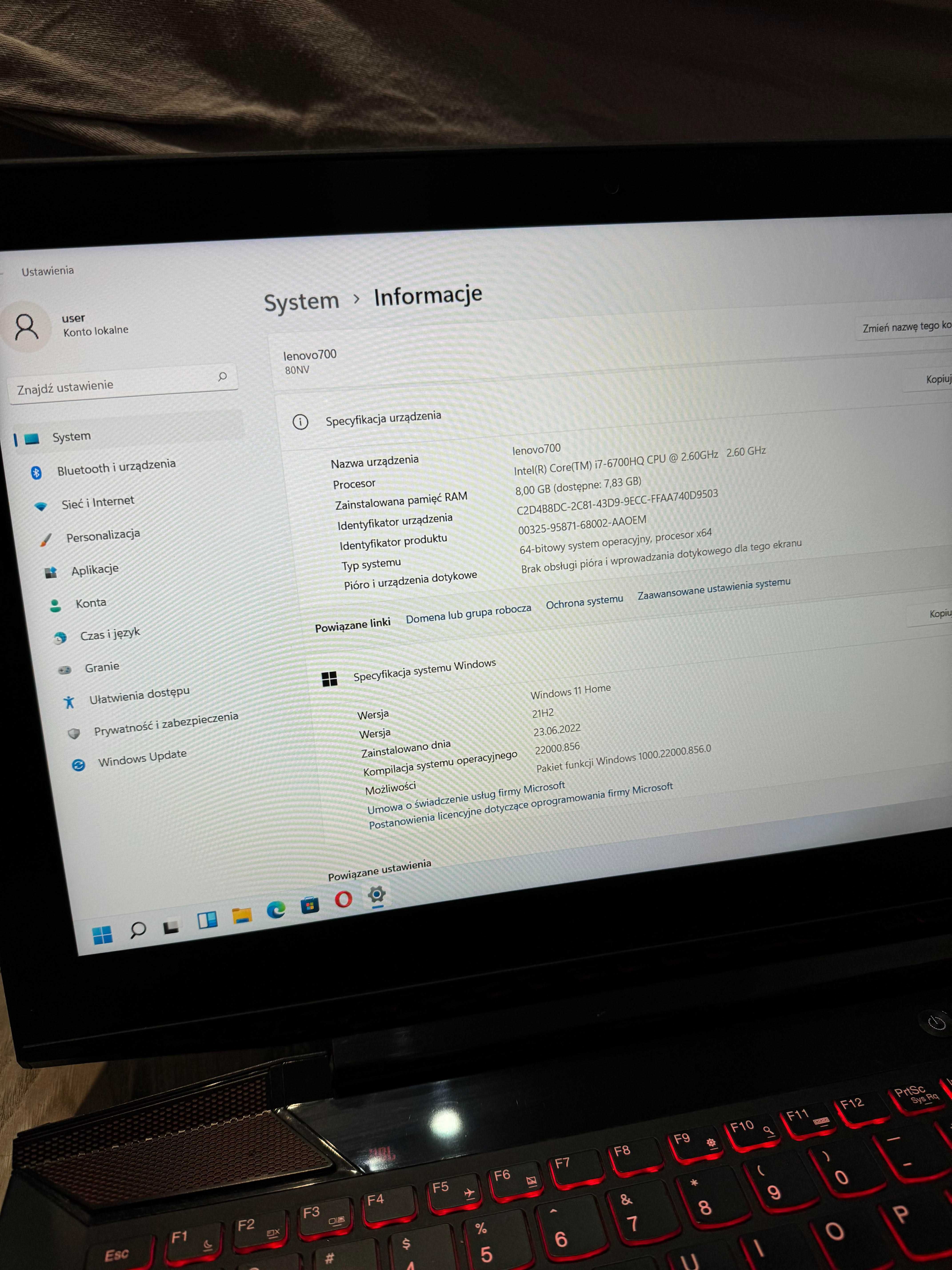 Laptop Lenovo Y700