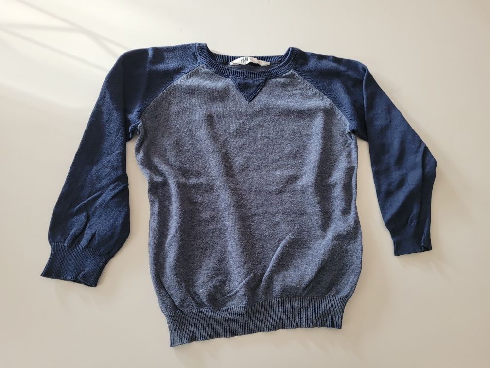 SWETEREK H&M r 128 134 niebieski dla chłopca elegancki świeta